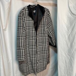 Tamotsu 18w black white check satin details long